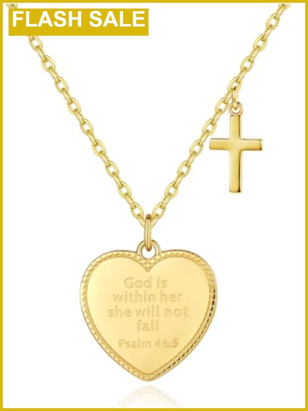 Gold Plated Cross Coin Pendant Necklace Bible Verse Women Christian Jewelry